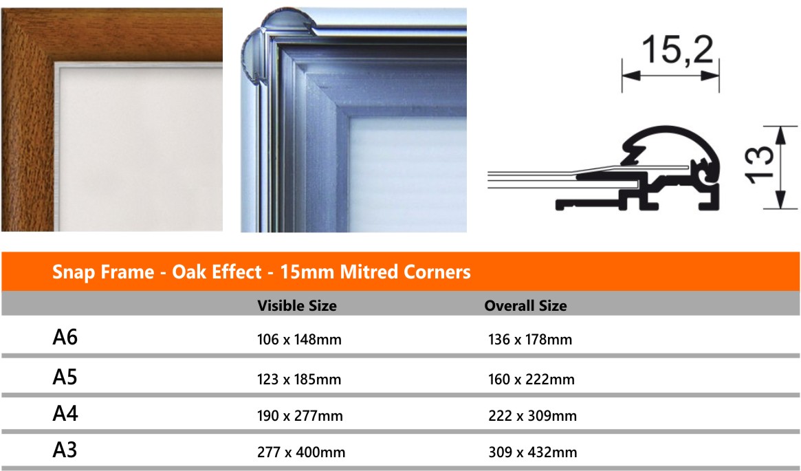 15mm Oak Effect Frame Snap Frames